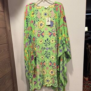 Easel Colorful Long Floral Kimono Large NWT